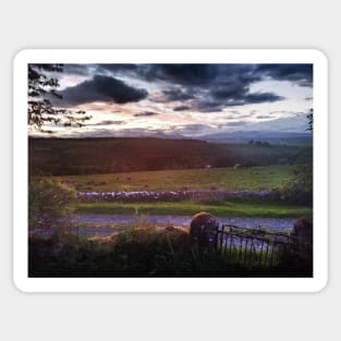 Evening sunset over the garden gate - Stirlingshire, Scotland Sticker